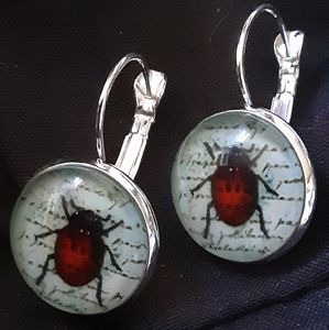Cabachon Glass Earrings Lady Bug 🐞🐞🐞🐞🐞